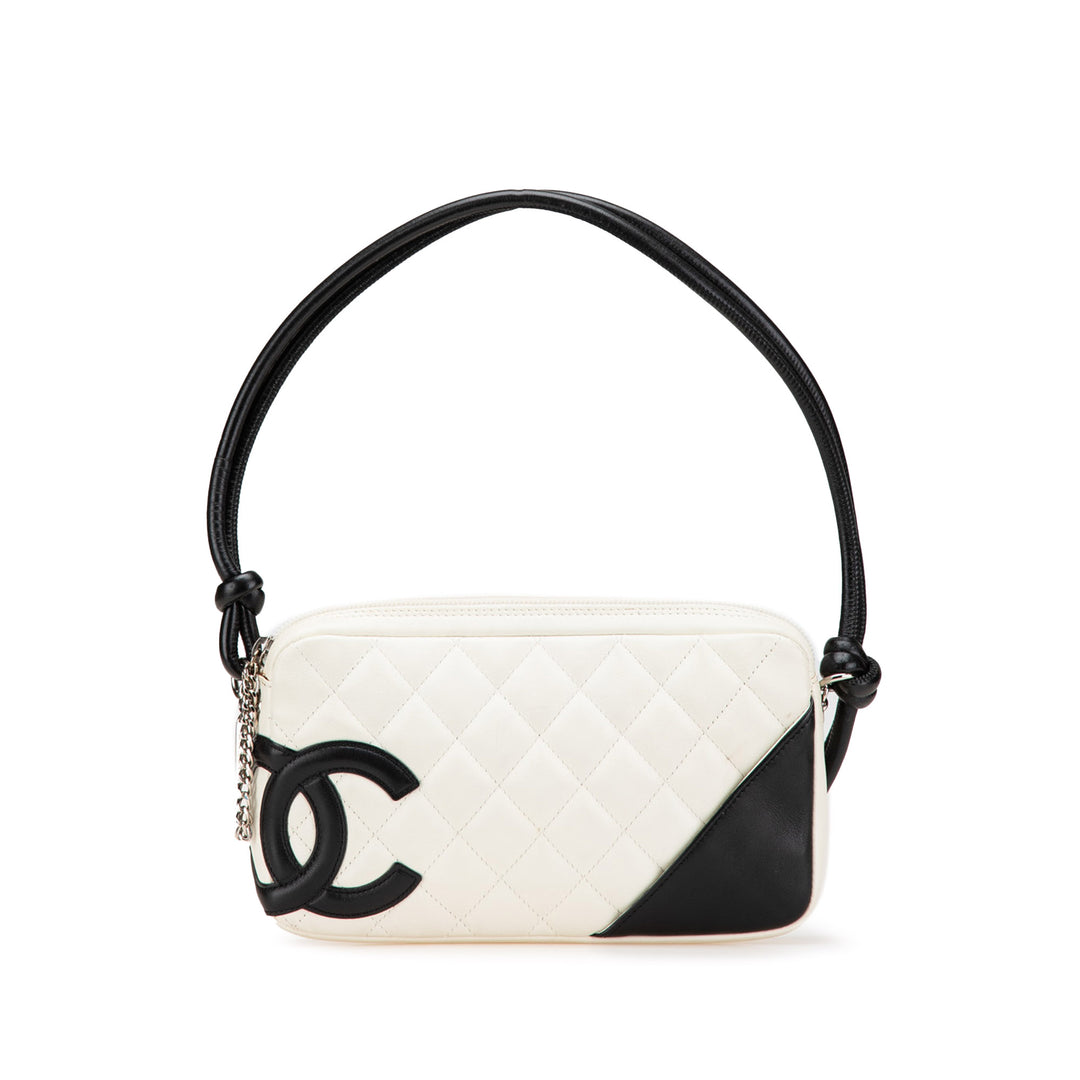 Lambskin Cambon Ligne Pochette White - Gaby Paris