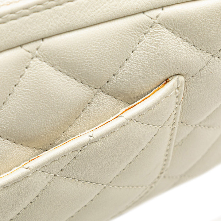 Lambskin Cambon Ligne Pochette White - Gaby Paris
