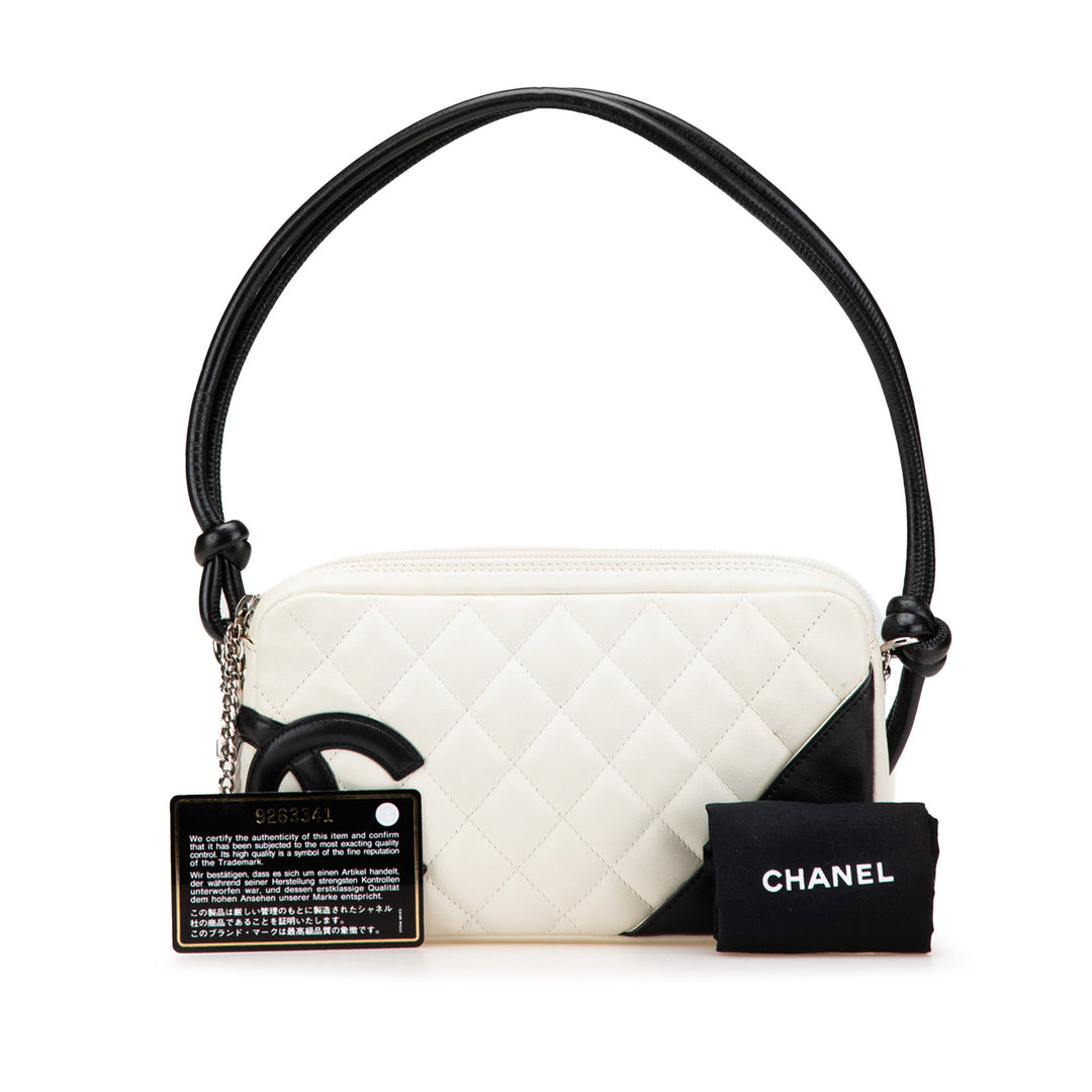Lambskin Cambon Ligne Pochette White - Gaby Paris