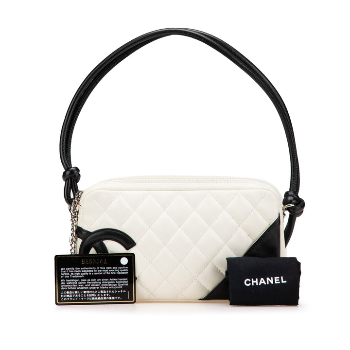 Lambskin Cambon Ligne Pochette White - Gaby Paris