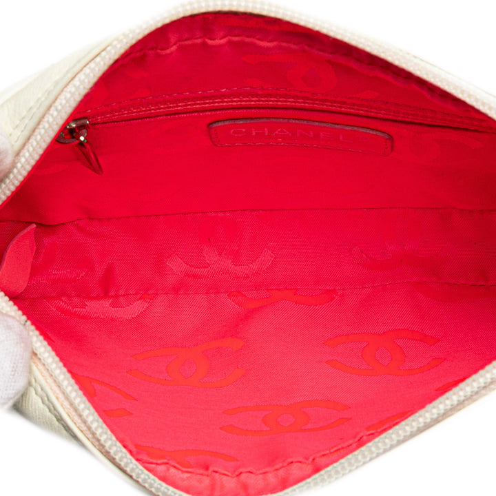 Lambskin Cambon Ligne Pochette White - Gaby Paris