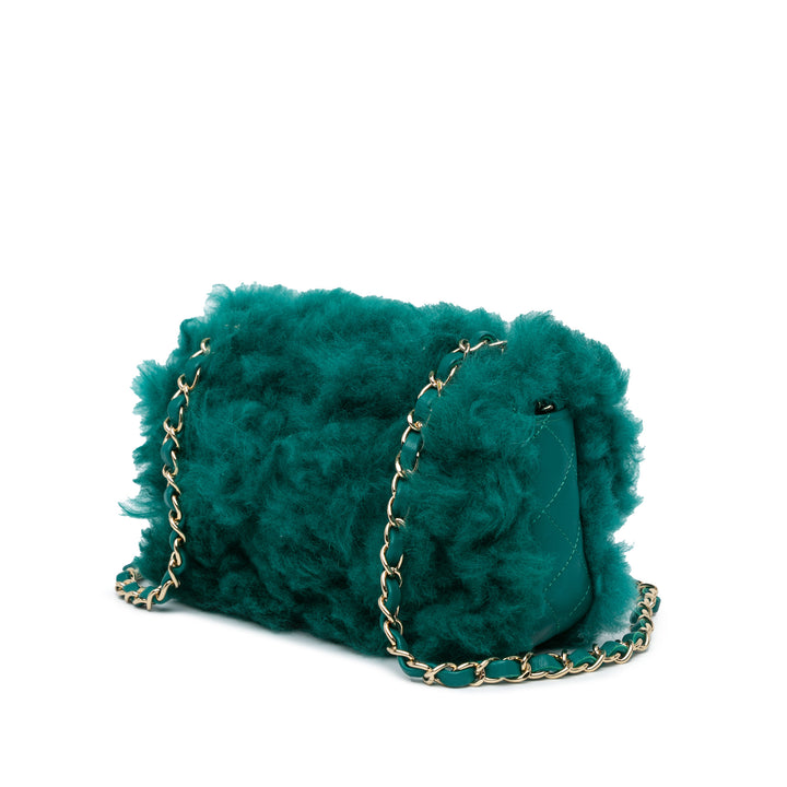 Chanel Small Shearling Single Flap Green - GABY PARIS