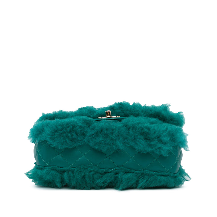 Chanel Small Shearling Single Flap Green - GABY PARIS