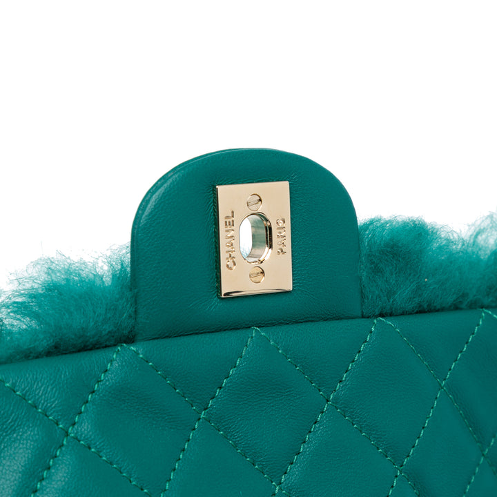 Chanel Small Shearling Single Flap Green - GABY PARIS