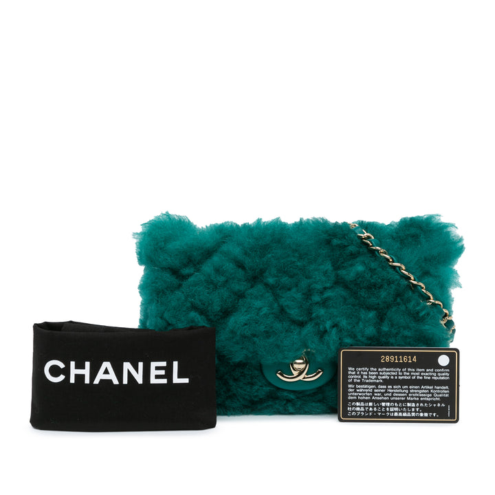 Chanel Small Shearling Single Flap Green - GABY PARIS