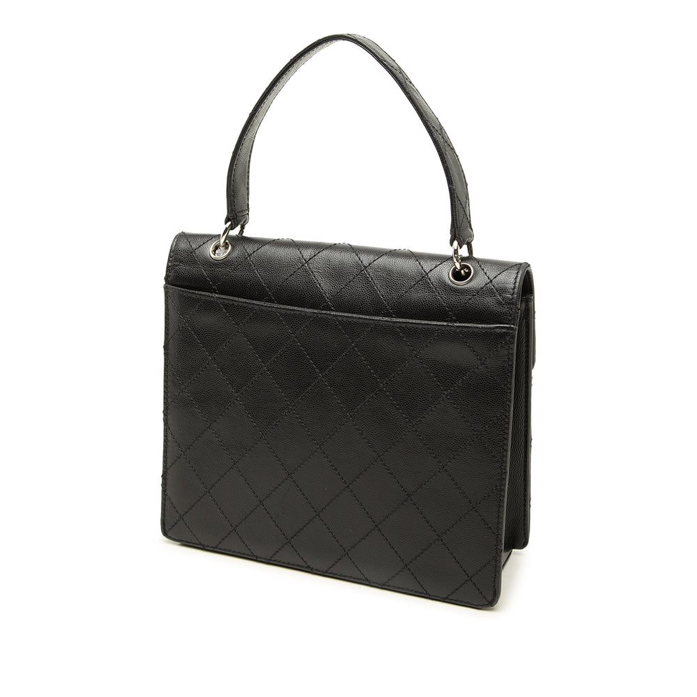 Chanel CC Matelassé à rabat Cuir caviar Noir – vue 2 – GABY PARIS