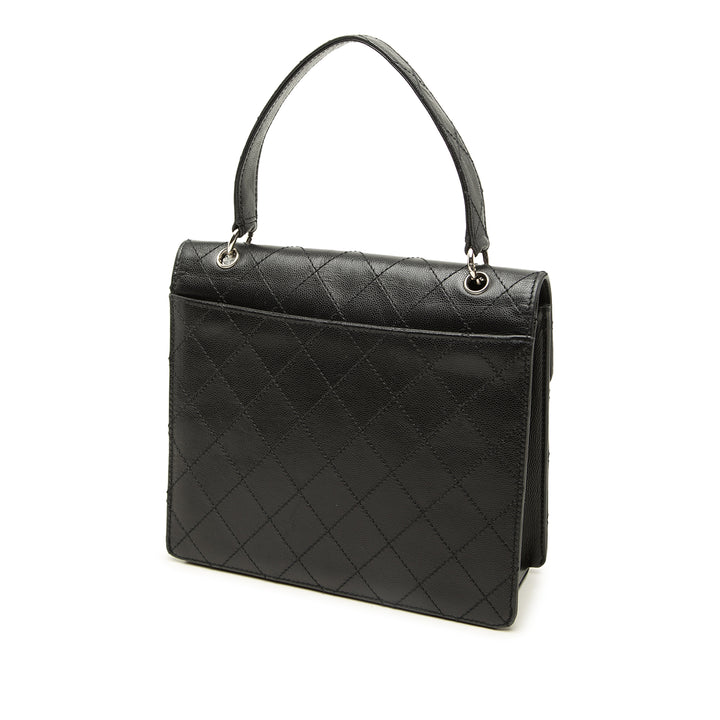 Chanel CC Matelassé à rabat Cuir caviar Noir – vue 2 – GABY PARIS