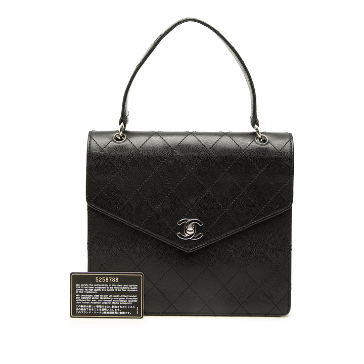 Chanel CC Matelassé à rabat Cuir caviar Noir – vue 7 – GABY PARIS