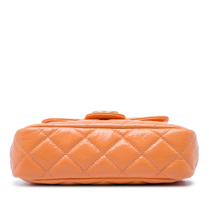 Chanel brillant Froissé Wavy CC Hobo Petit Cuir de veau Orange