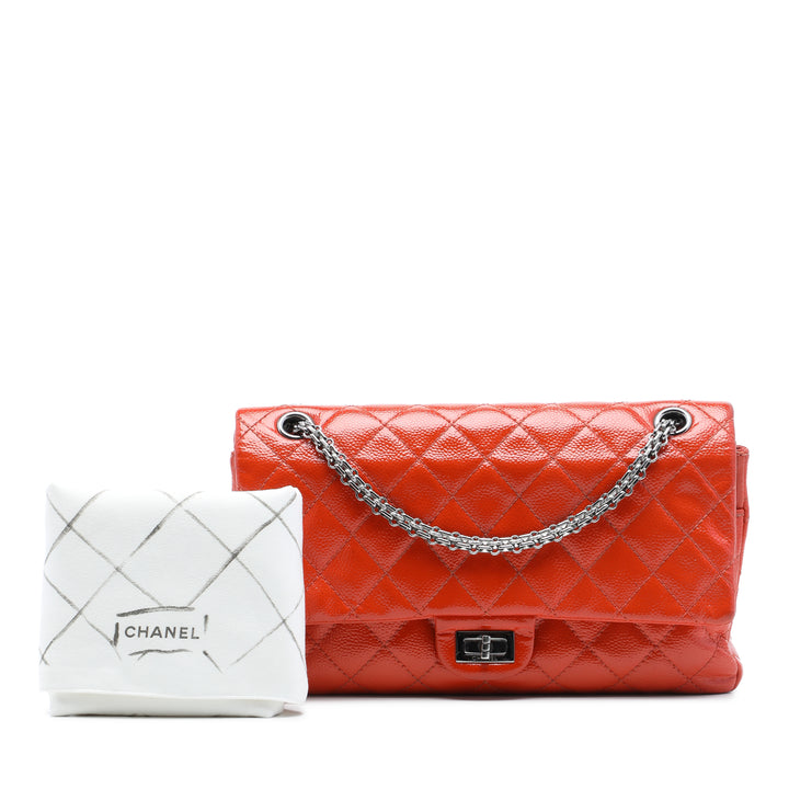 Matelassé Reissue 2.55 Double rabat 226 Cuir caviar Orange