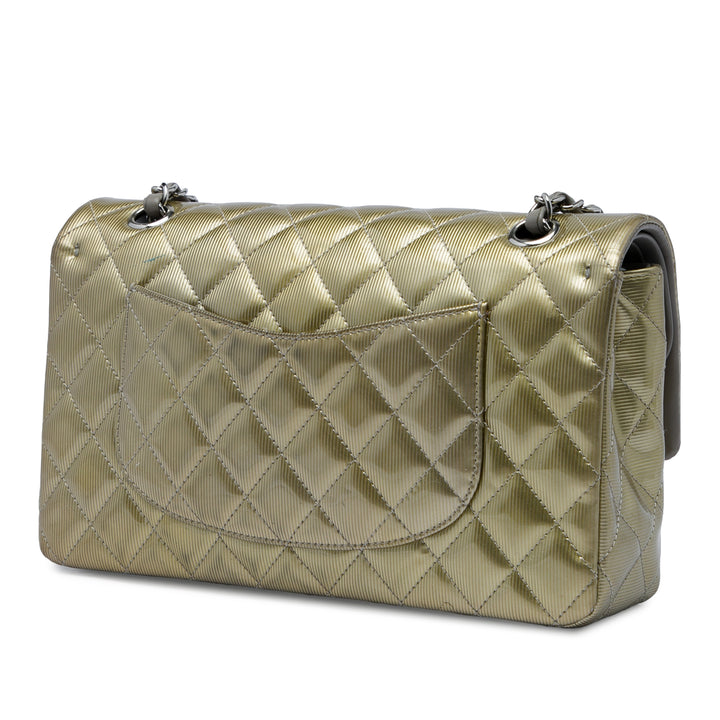 Chanel Classic Striated Double rabat Moyen Doré