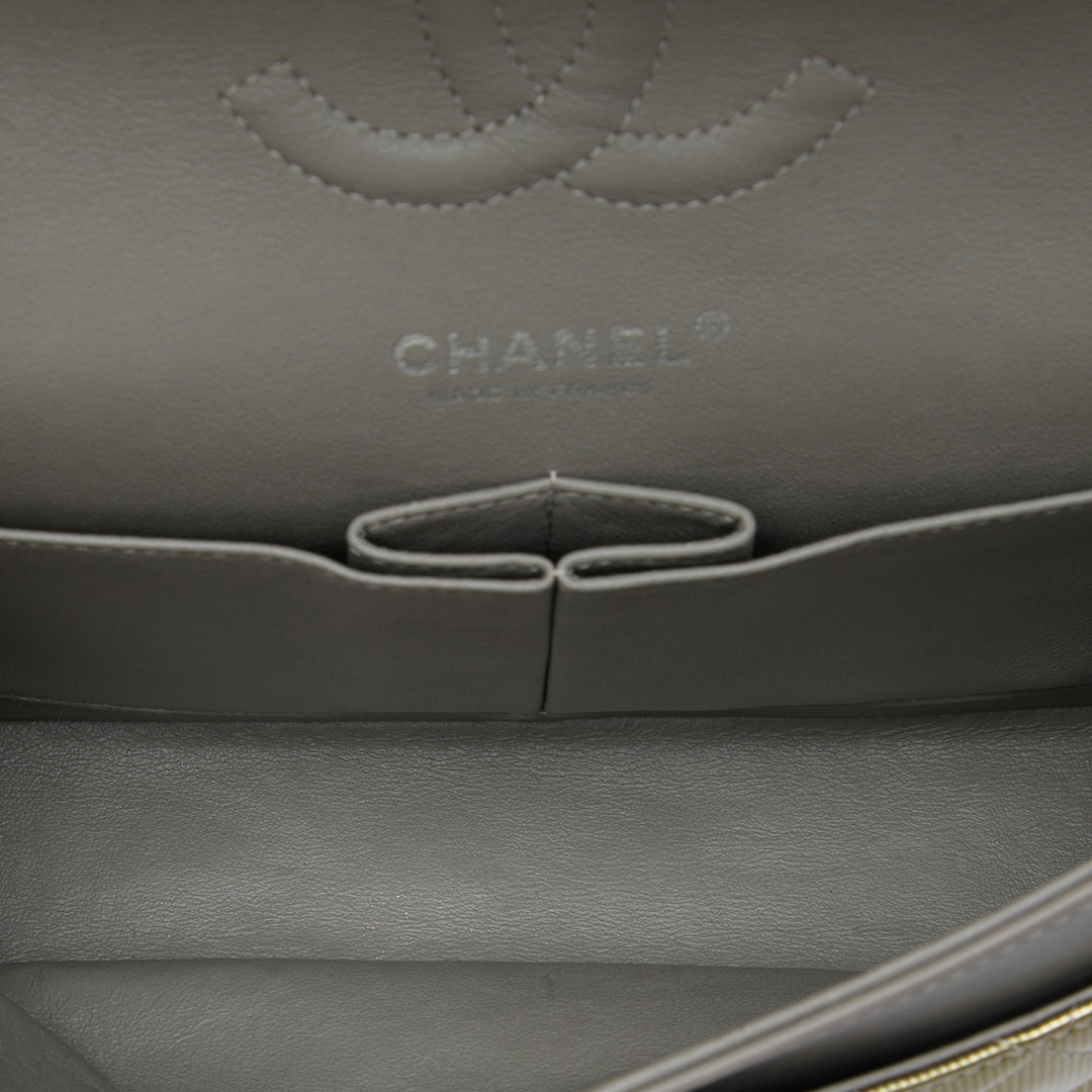 Chanel Classic Striated Double rabat Moyen Doré