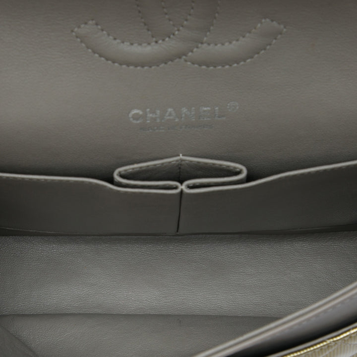 Chanel Classic Striated Double rabat Moyen Doré