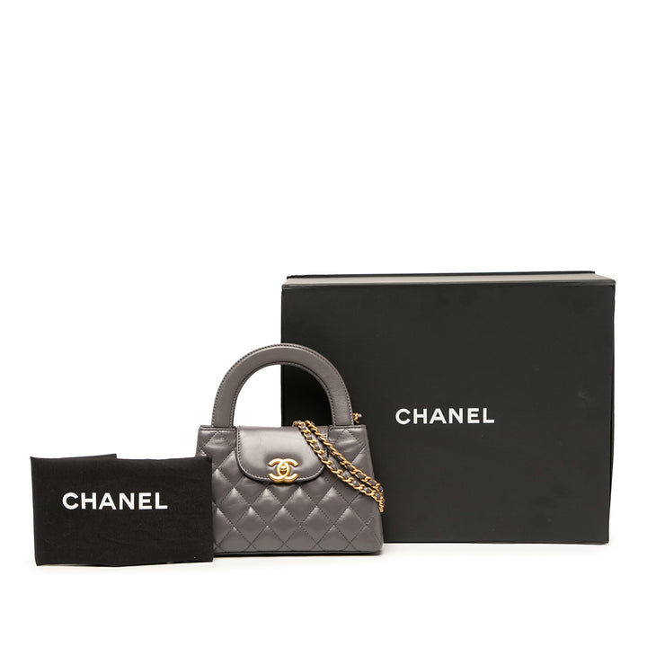 Chanel Cabas brillant vieilli Kelly Nano Cuir de veau Gris – vue 6 – GABY PARIS