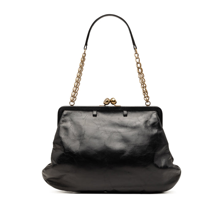 Chanel Glazed Cuir de veau Kiss Lock Frame Sac bandoulière