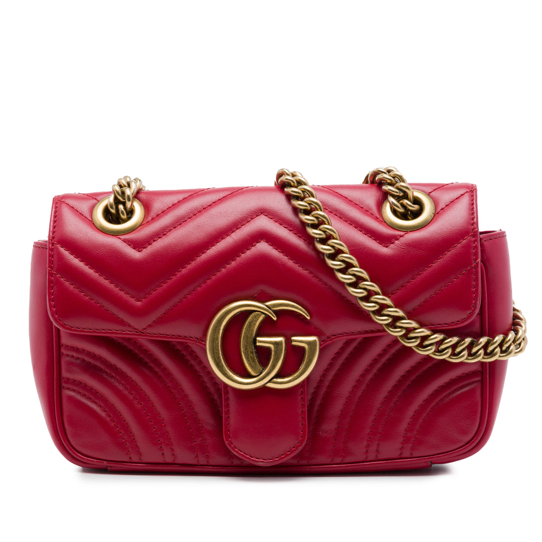 GG Marmont Matelasse Sac Petit Cuir de veau Rouge