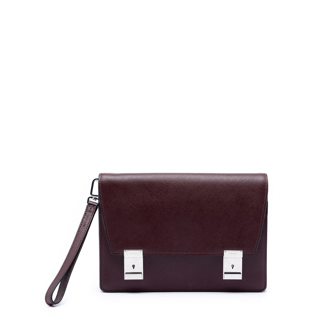 Prada Saffiano Double Lock Convertible Pochette