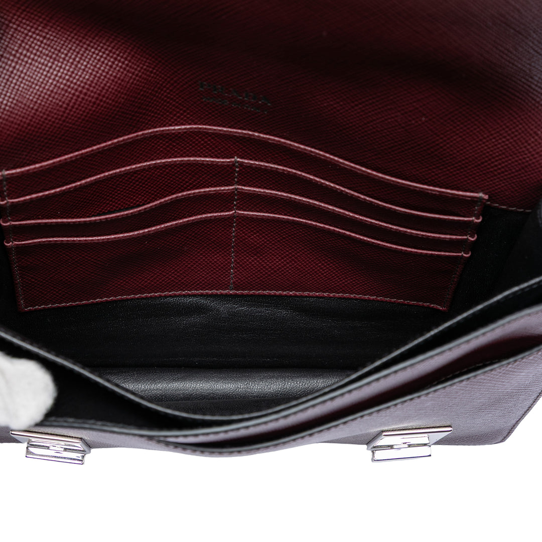 Prada Saffiano Double Lock Convertible Pochette