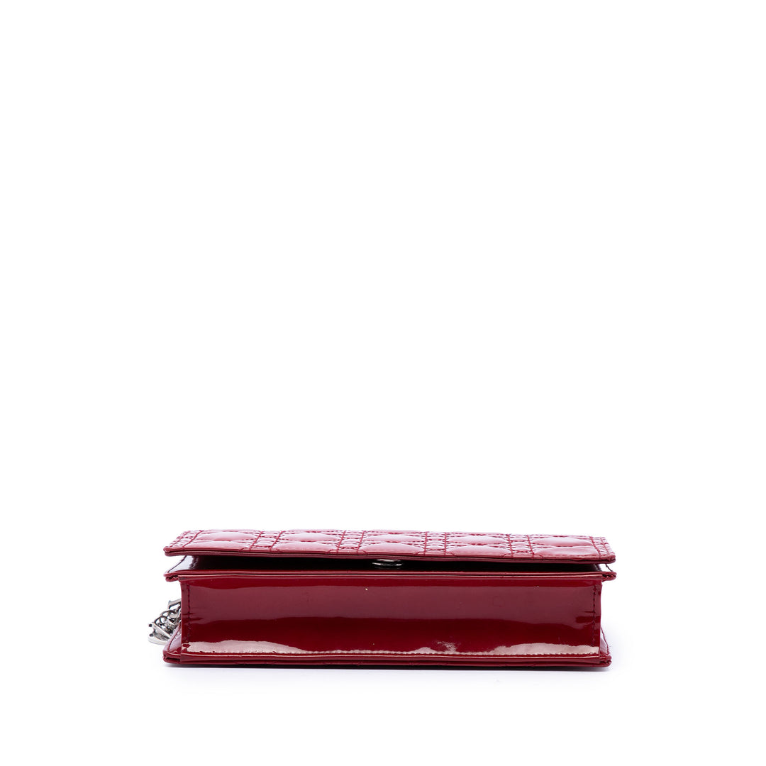 Cannage Lady Dior Chaîne Pochette Rouge