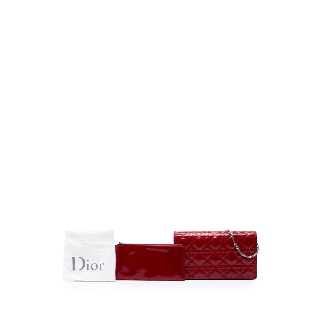 Cannage Lady Dior Chaîne Pochette Rouge