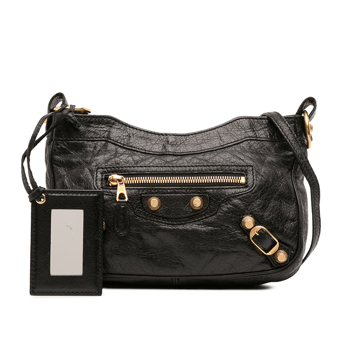 Balenciaga Cuir d’agneau Motocross Giant 12 Hip Sac porté croisé Noir