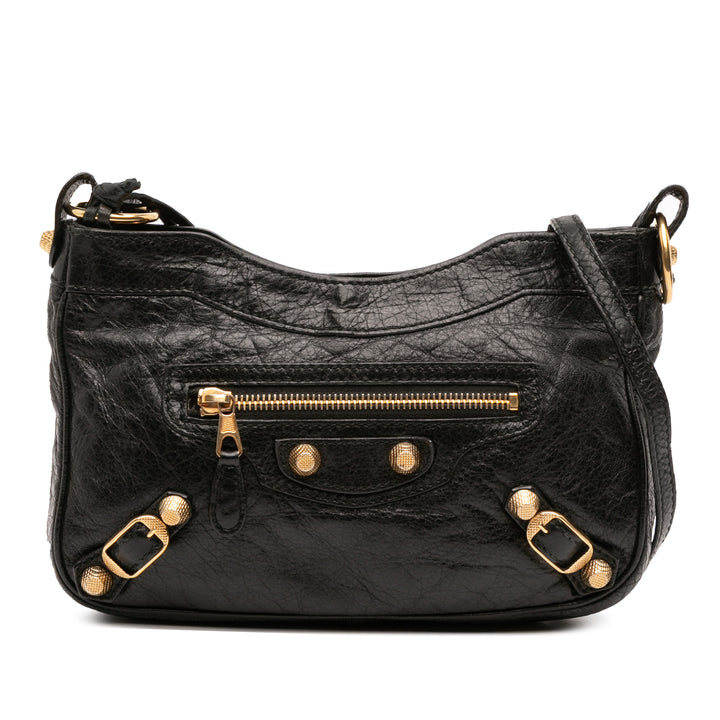 Balenciaga Cuir d’agneau Motocross Giant 12 Hip Sac porté croisé Noir