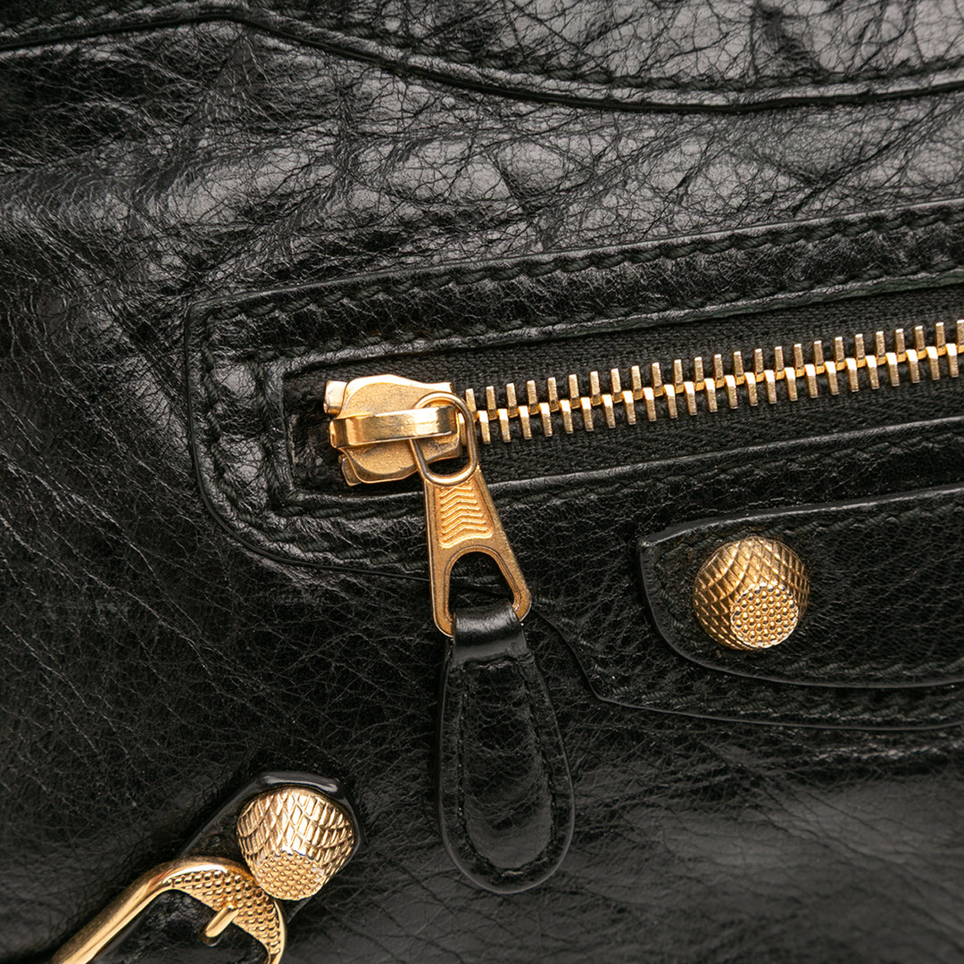 Balenciaga Cuir d’agneau Motocross Giant 12 Hip Sac porté croisé Noir