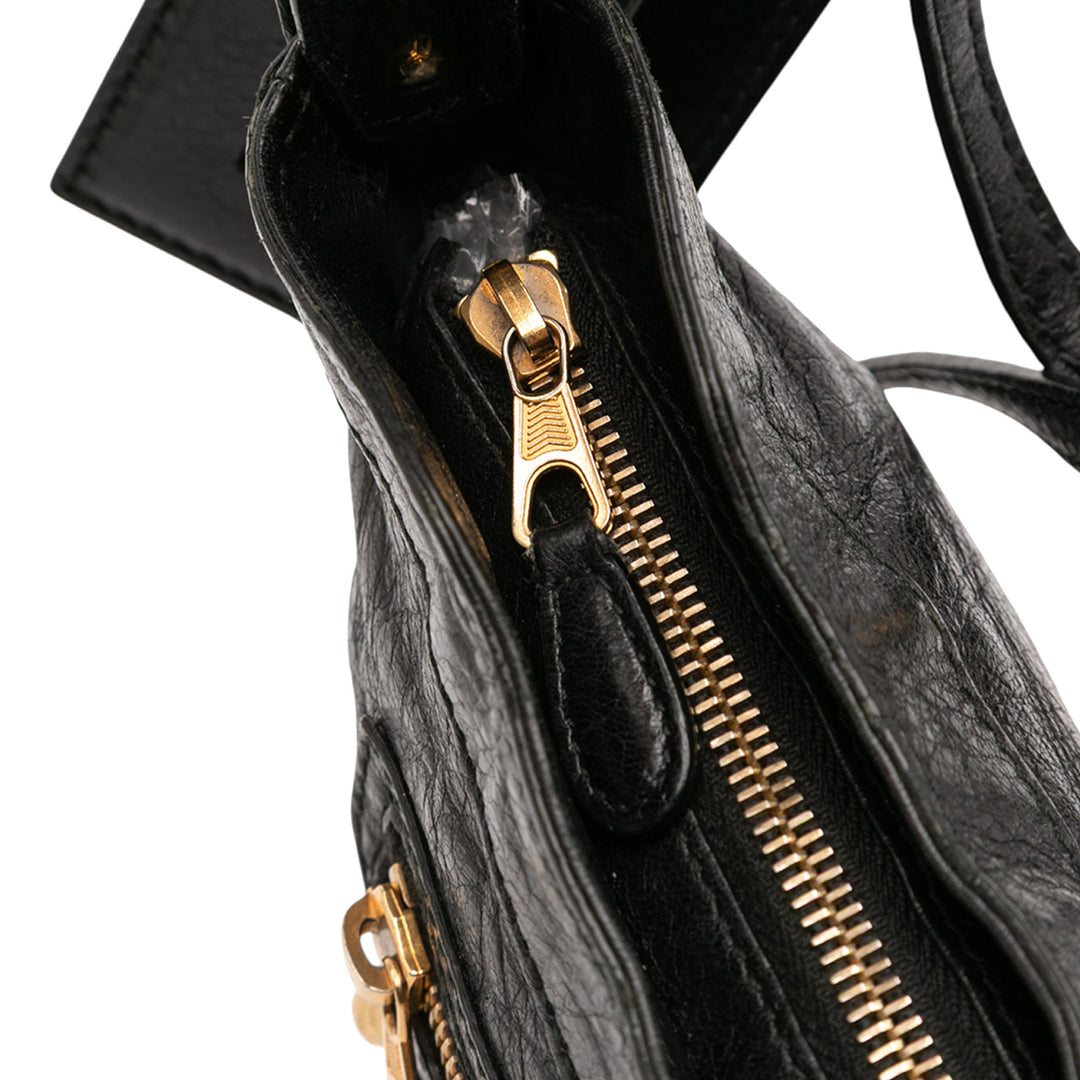 Balenciaga Cuir d’agneau Motocross Giant 12 Hip Sac porté croisé Noir