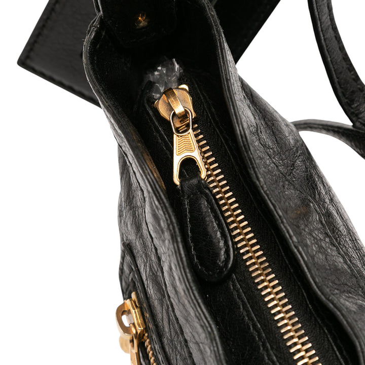 Balenciaga Cuir d’agneau Motocross Giant 12 Hip Sac porté croisé Noir