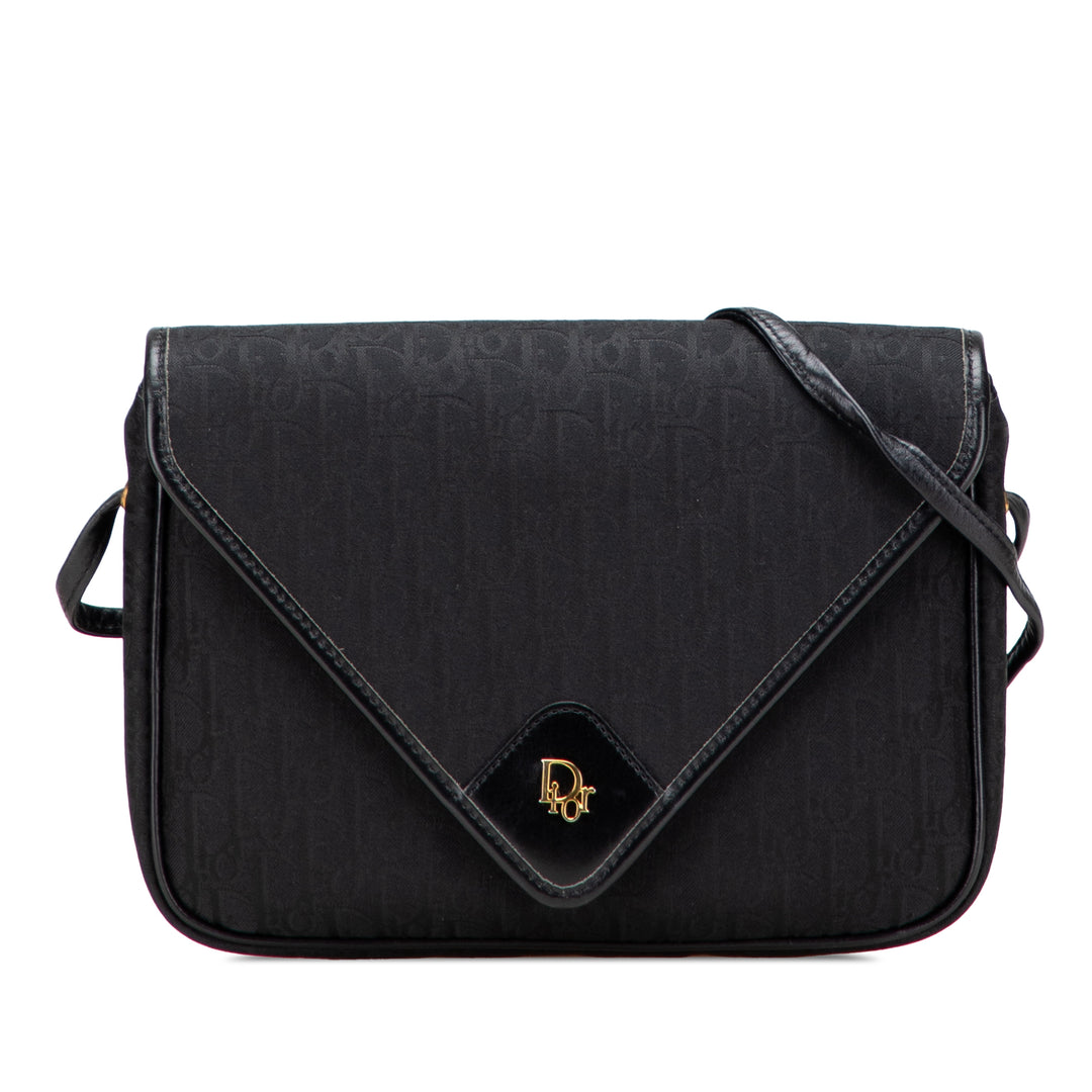 Oblique Canvas Flap Crossbody Black - Gaby Paris