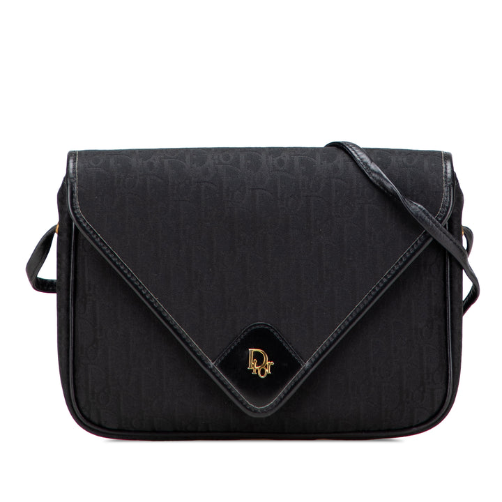 Oblique Canvas Flap Crossbody Black - Gaby Paris