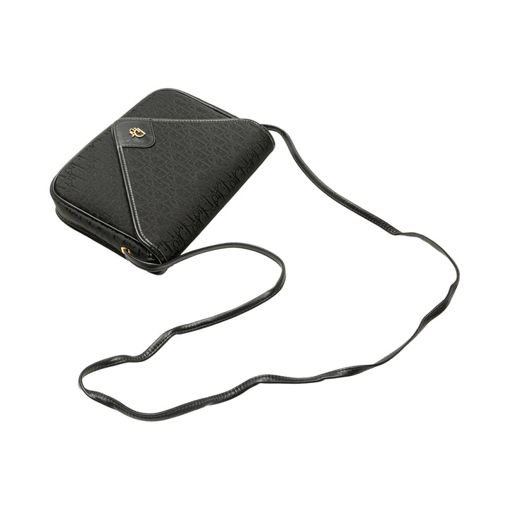 Oblique Canvas Flap Crossbody Black - Gaby Paris