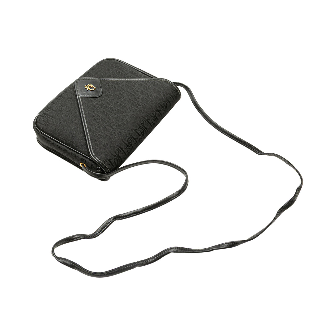 Oblique Canvas Flap Crossbody Black - Gaby Paris