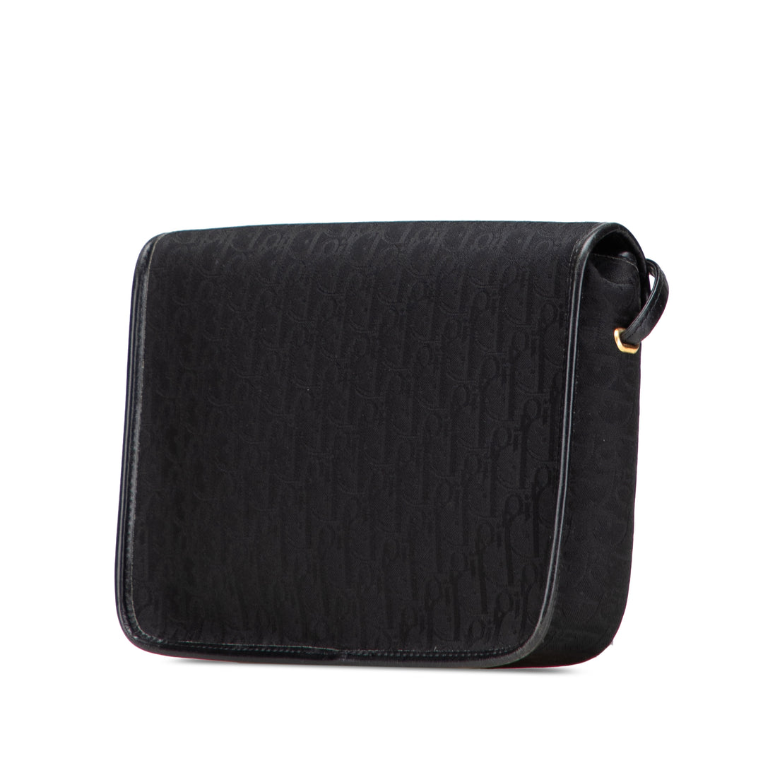 Oblique Canvas Flap Crossbody Black - Gaby Paris