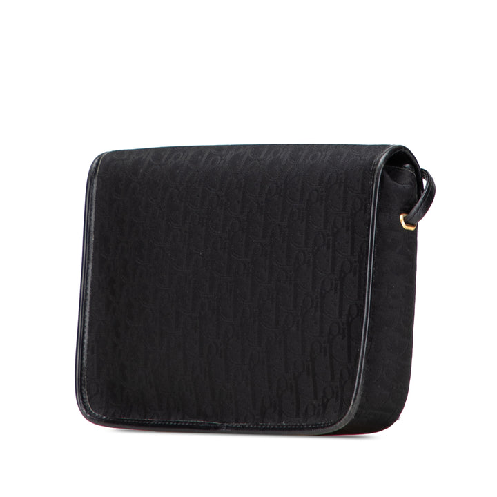 Oblique Canvas Flap Crossbody Black - Gaby Paris