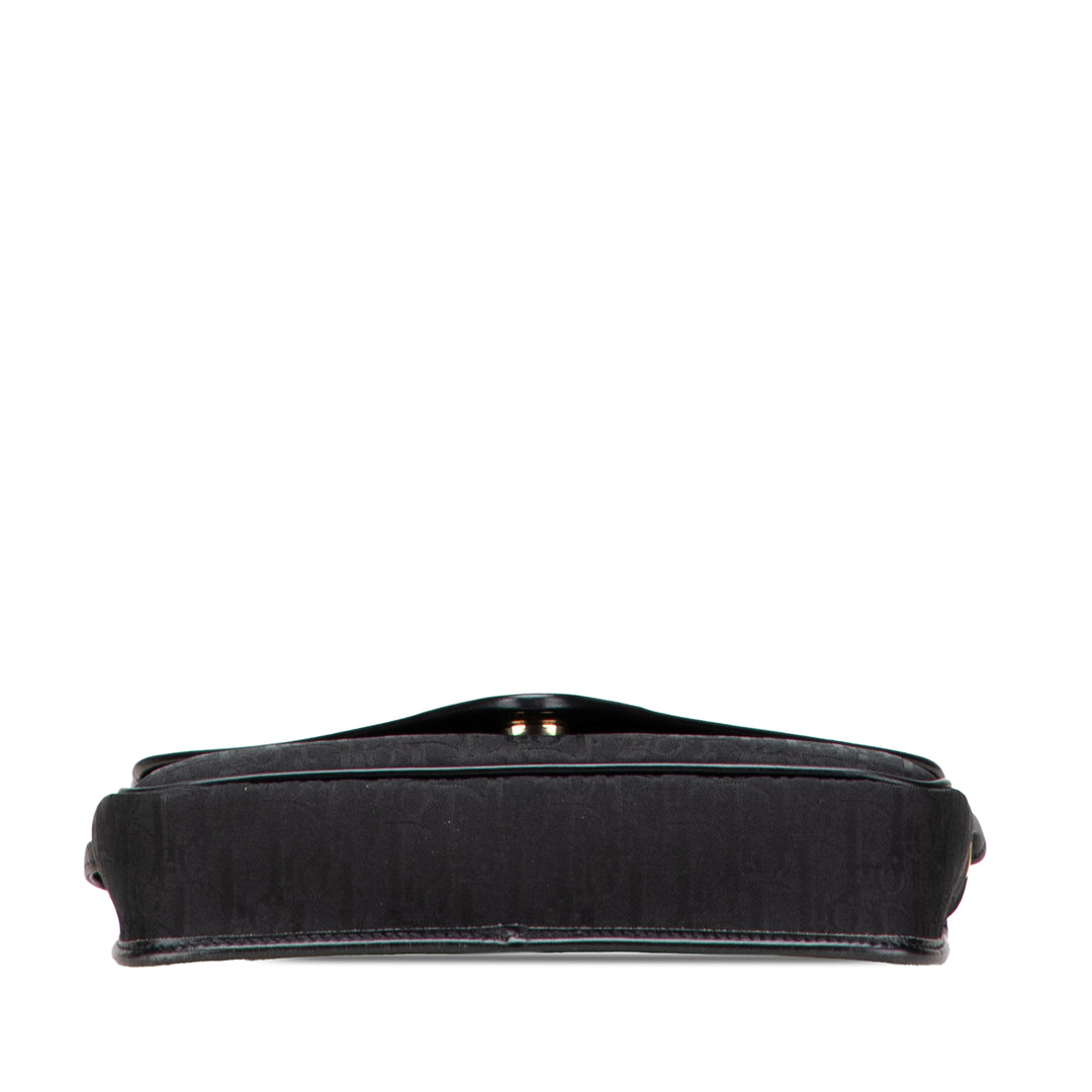 Oblique Canvas Flap Crossbody Black - Gaby Paris