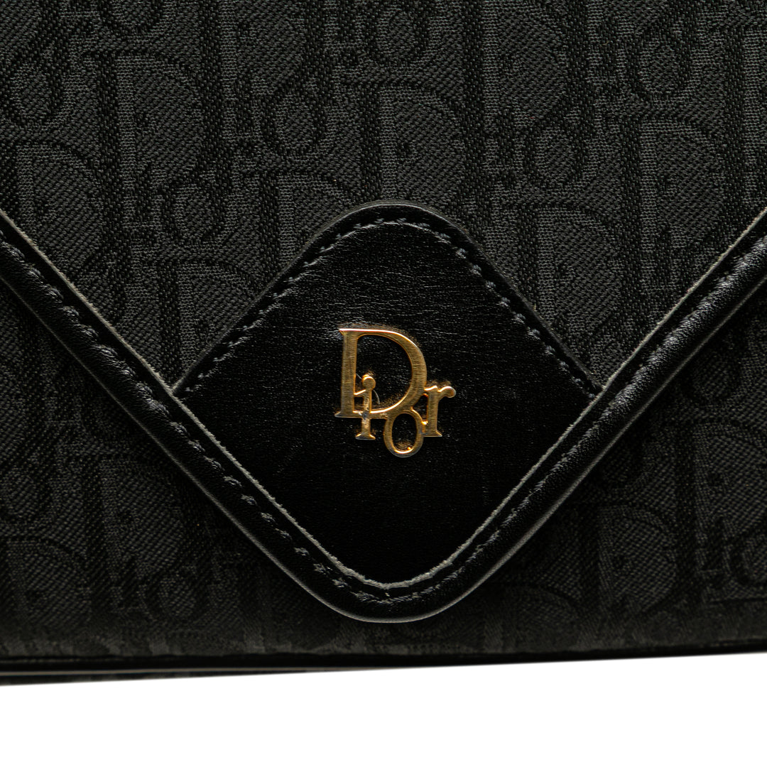 Oblique Canvas Flap Crossbody Black - Gaby Paris