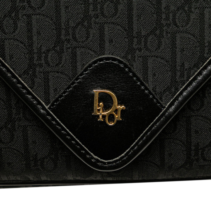 Oblique Canvas Flap Crossbody Black - Gaby Paris