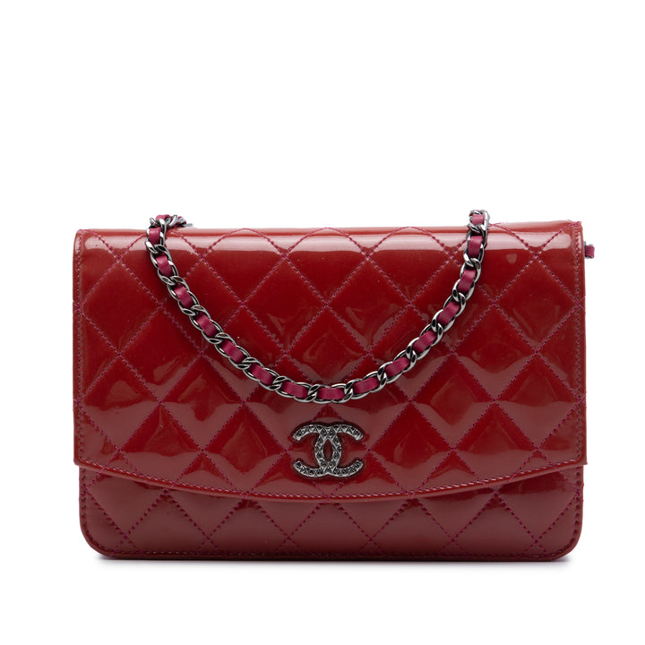 Chanel CC Matelassé Brilliant Wallet on Chain Rose