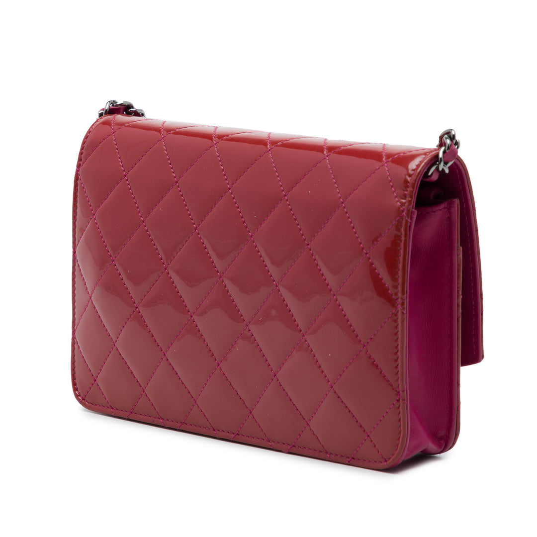 Chanel CC Matelassé Brilliant Wallet on Chain Rose