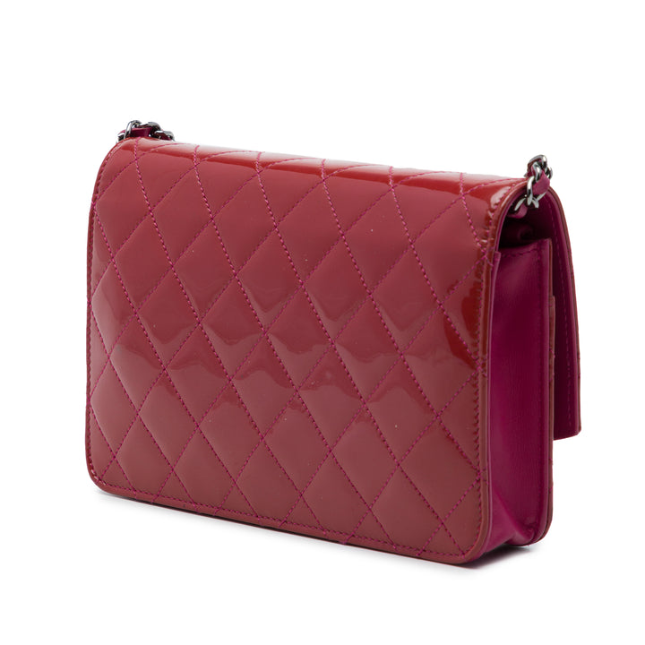 Chanel CC Matelassé Brilliant Wallet on Chain Rose