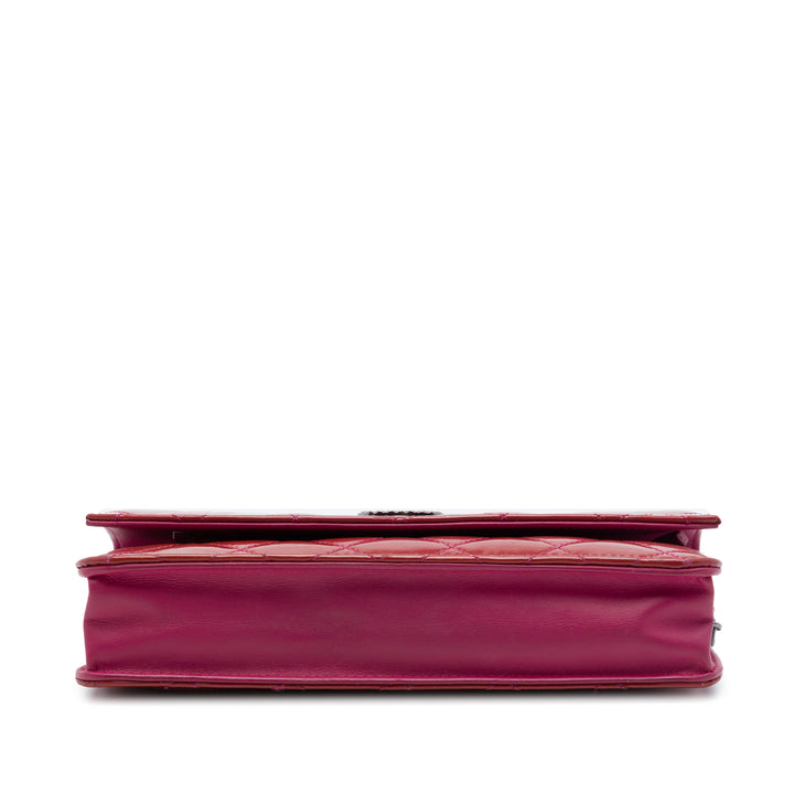 Chanel CC Matelassé Brilliant Wallet on Chain Rose