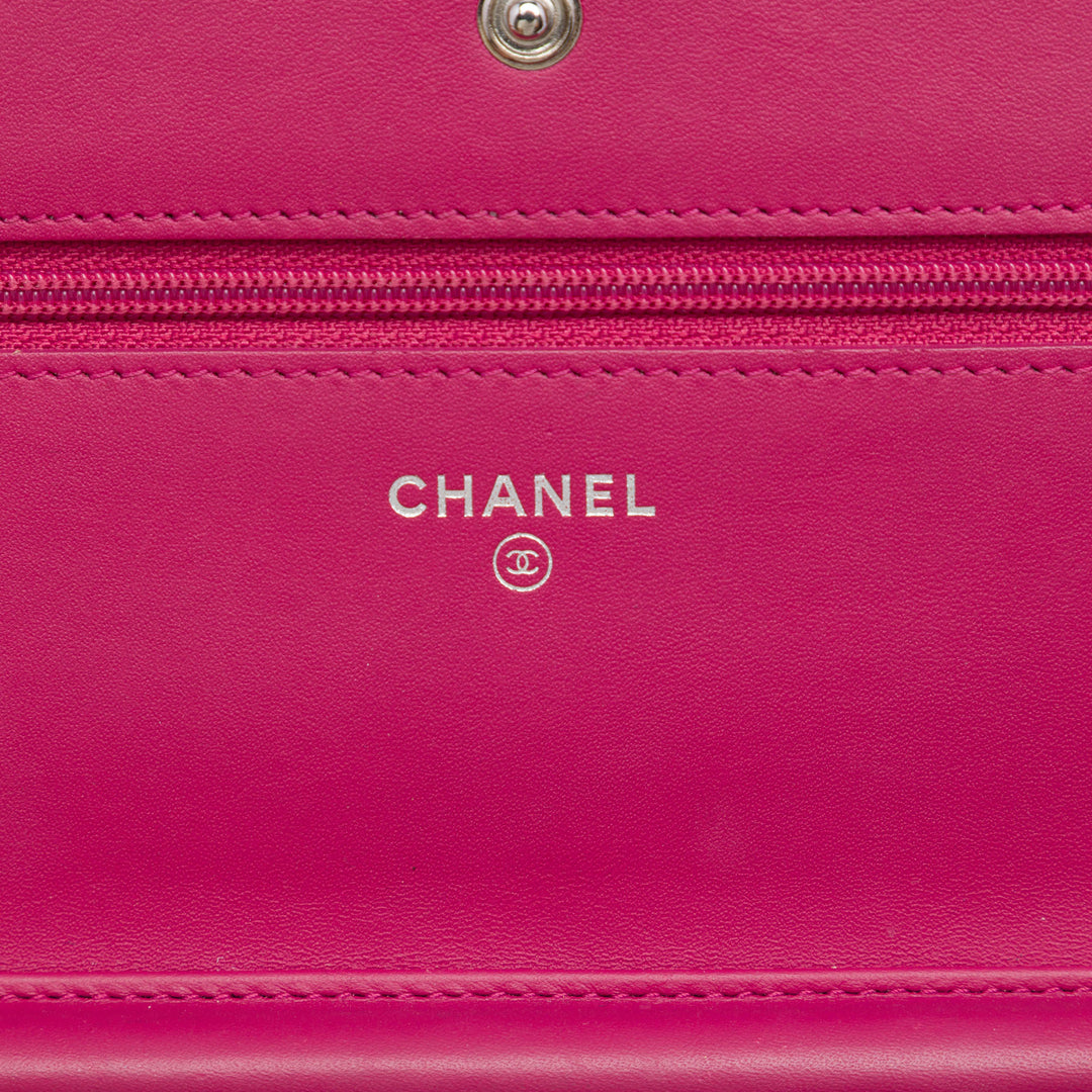 Chanel CC Matelassé Brilliant Wallet on Chain Rose