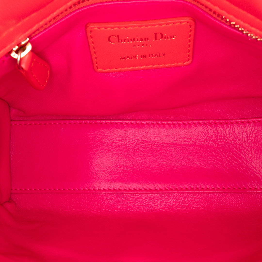 Mini Bicolor Lambskin Cannage Lady Dior Red - Gaby Paris