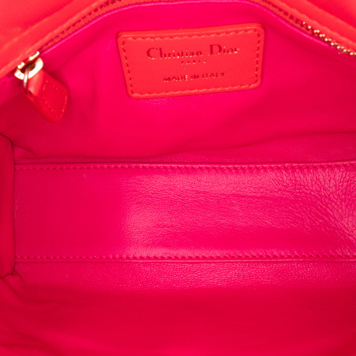 Mini Bicolor Lambskin Cannage Lady Dior Red - Gaby Paris