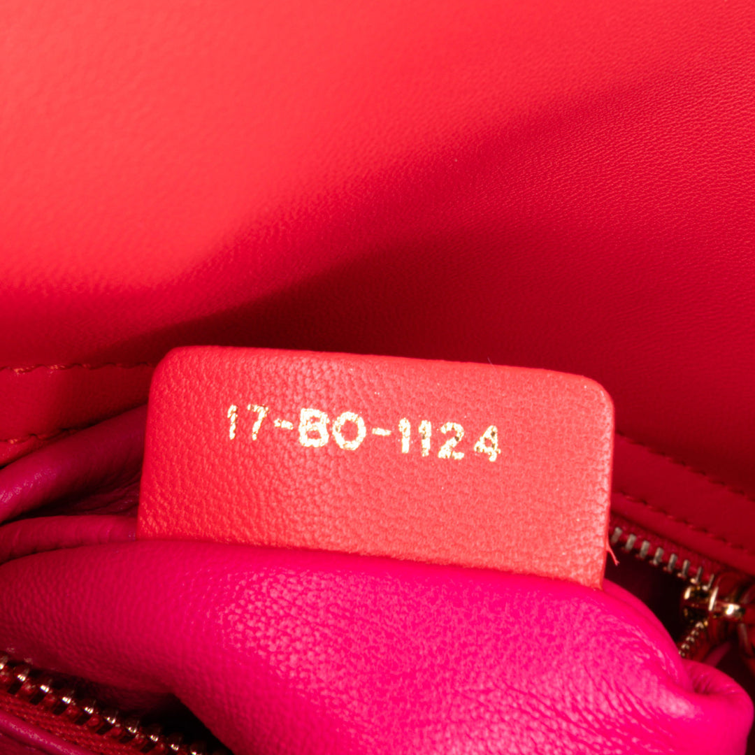 Mini Bicolor Lambskin Cannage Lady Dior Red - Gaby Paris