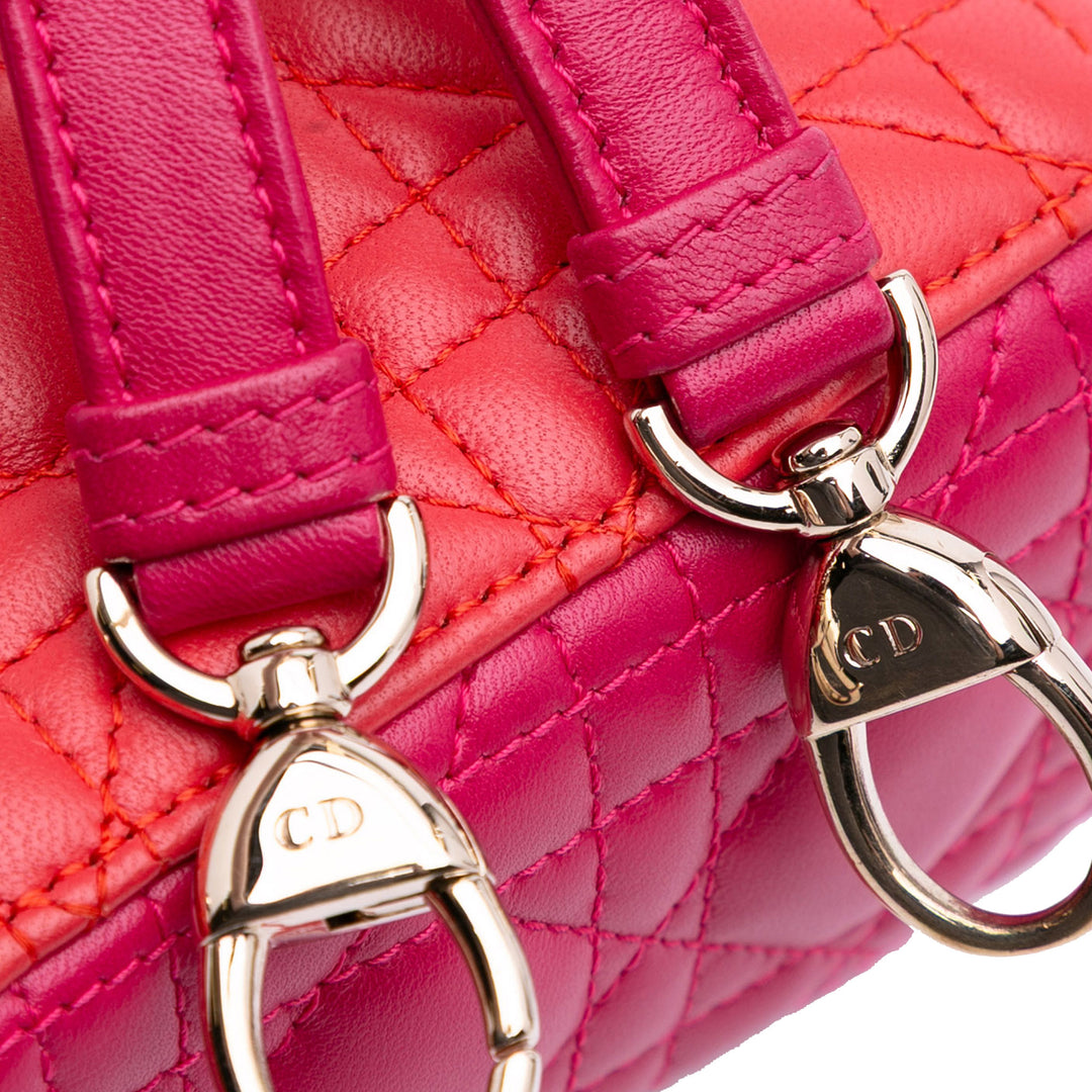 Mini Bicolor Lambskin Cannage Lady Dior Red - Gaby Paris