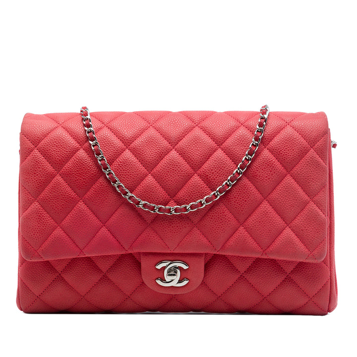 Chanel CC Matelassé Caviar à rabat Pochette avec chaîne