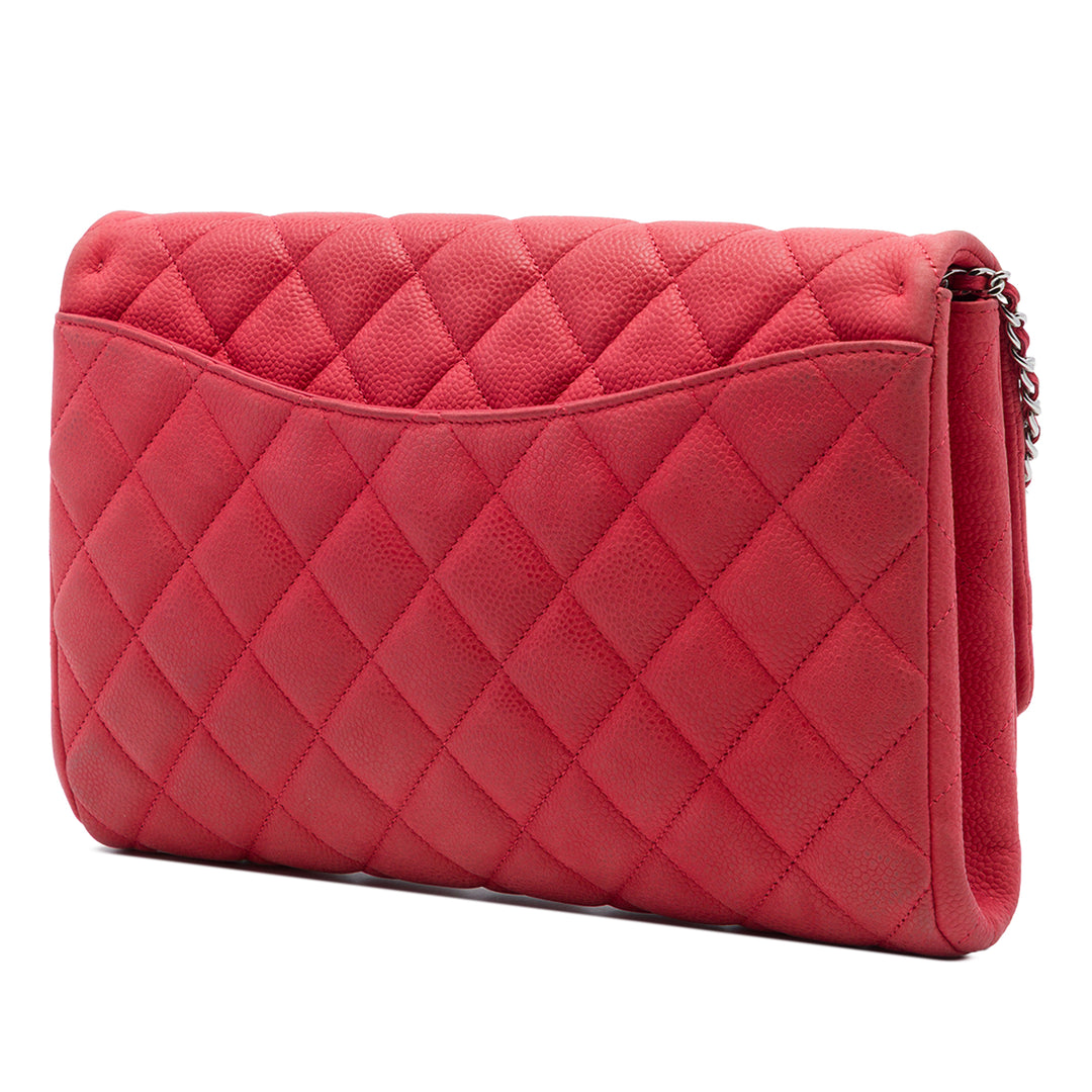 Chanel CC Matelassé Caviar à rabat Pochette avec chaîne