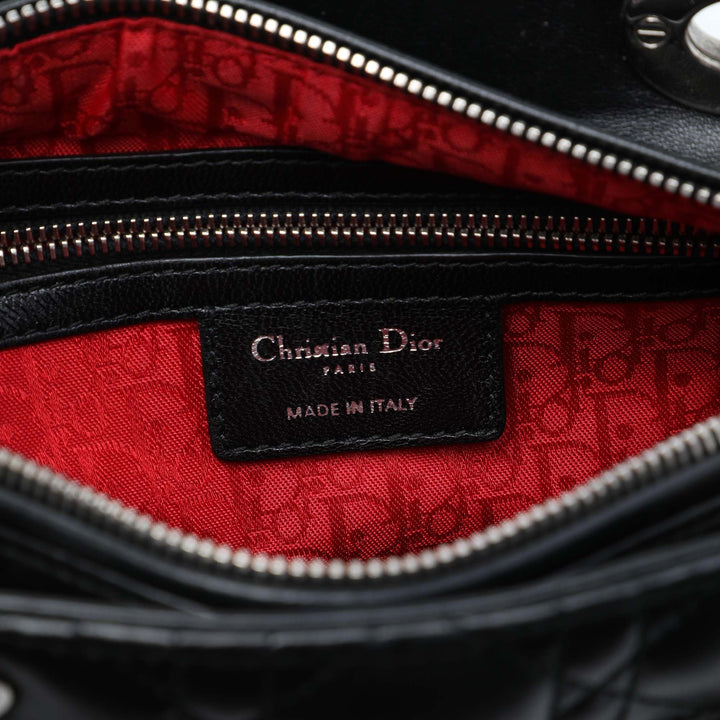 Lady Dior Cannage Moyen Cuir d'agneau Noir